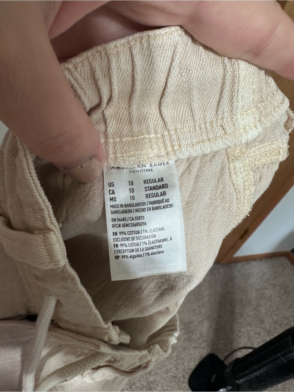 American Eagle Tan Raw Hem Drawstring Cotton Shorts - Picture 4 of 5